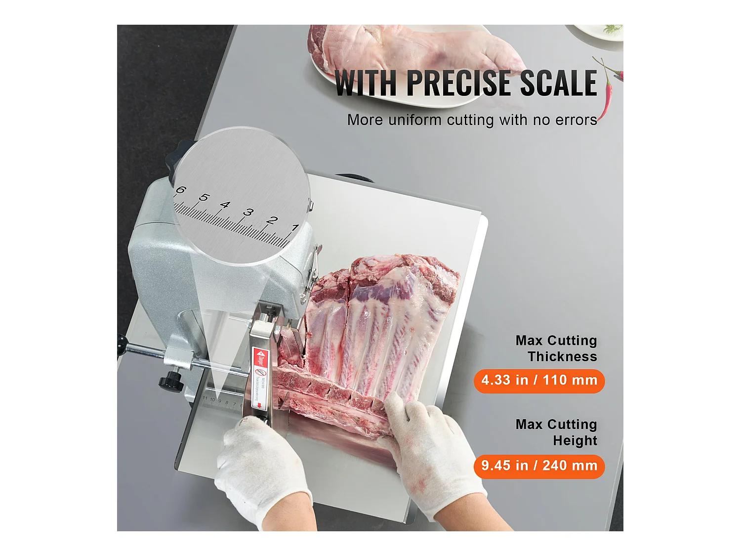 Machine de Scie à Os SucceBuy 650 W, Scie à Ruban Électrique en Acier Inoxydable, pour Viande