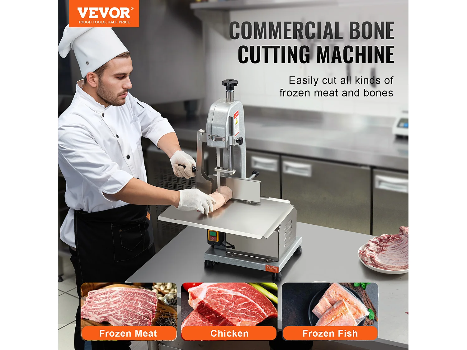 Machine de Scie à Os SucceBuy 650 W, Scie à Ruban Électrique en Acier Inoxydable, pour Viande