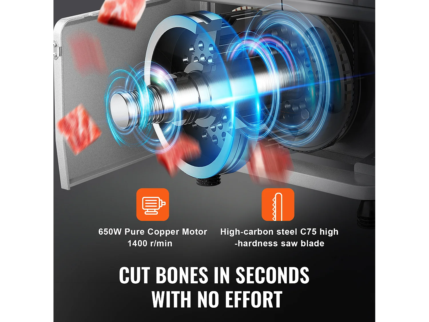 Machine de Scie à Os SucceBuy 650 W, Scie à Ruban Électrique en Acier Inoxydable, pour Viande