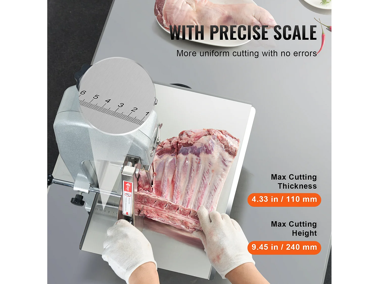 Machine de Scie à Os SucceBuy 650 W, Scie à Ruban Électrique en Acier Inoxydable, pour Viande