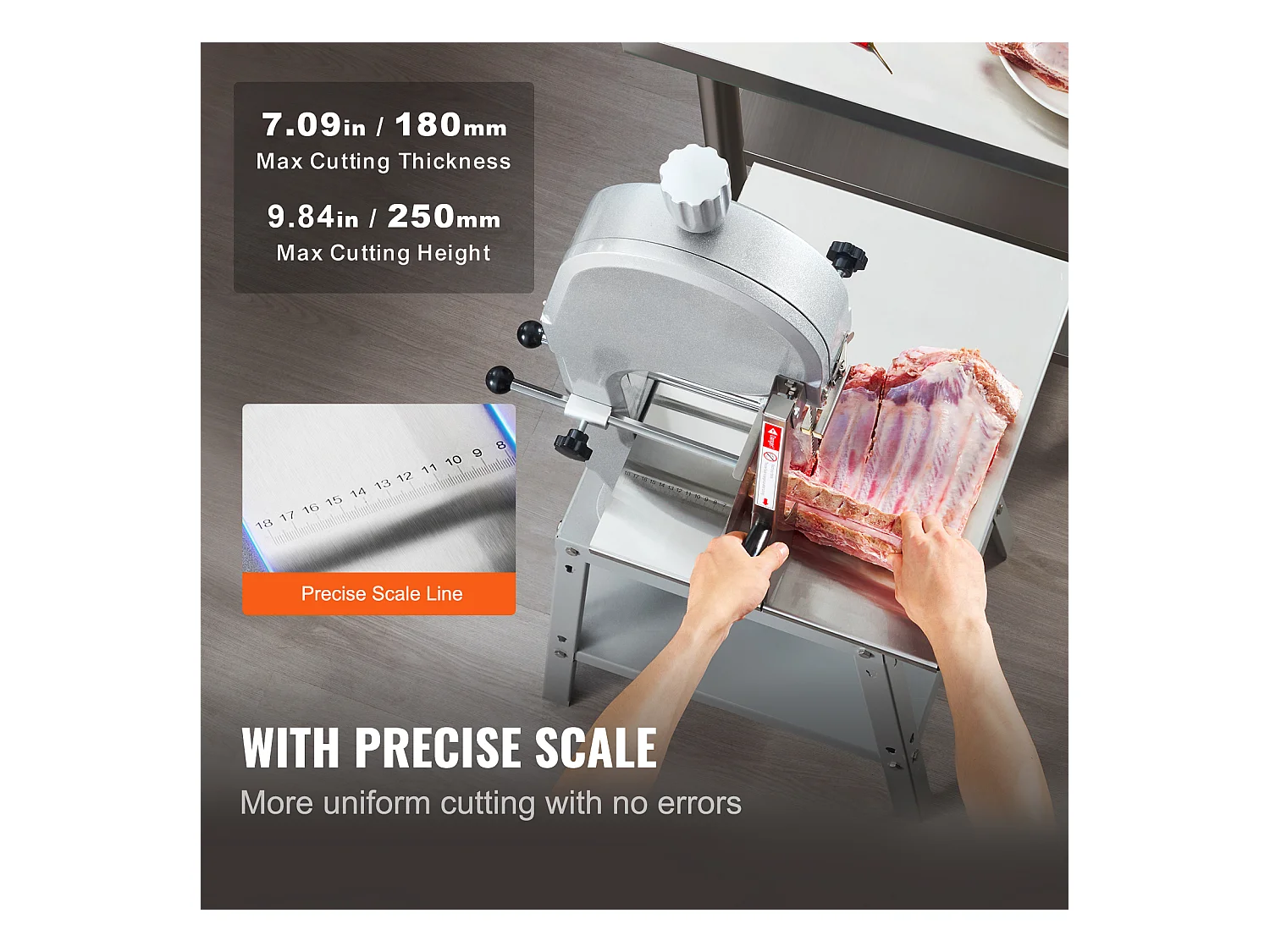 Machine de Scie à Os SucceBuy, Scie à Viande Électrique, Machine à Scier les Os en Acier Inoxydable, 1800 W, 5 Lames