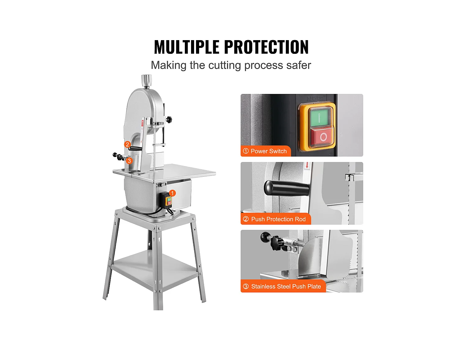 Machine de Scie à Os SucceBuy, Scie à Viande Électrique, Machine à Scier les Os en Acier Inoxydable, 1800 W, 5 Lames