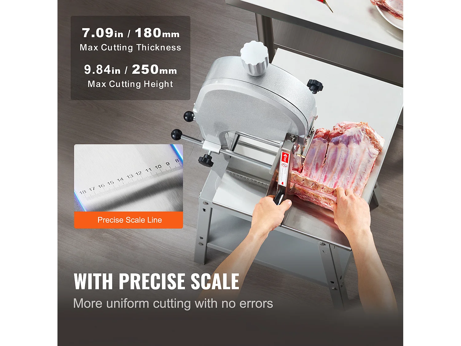 Machine de Scie à Os SucceBuy, Scie à Viande Électrique, Machine à Scier les Os en Acier Inoxydable, 1800 W, 5 Lames