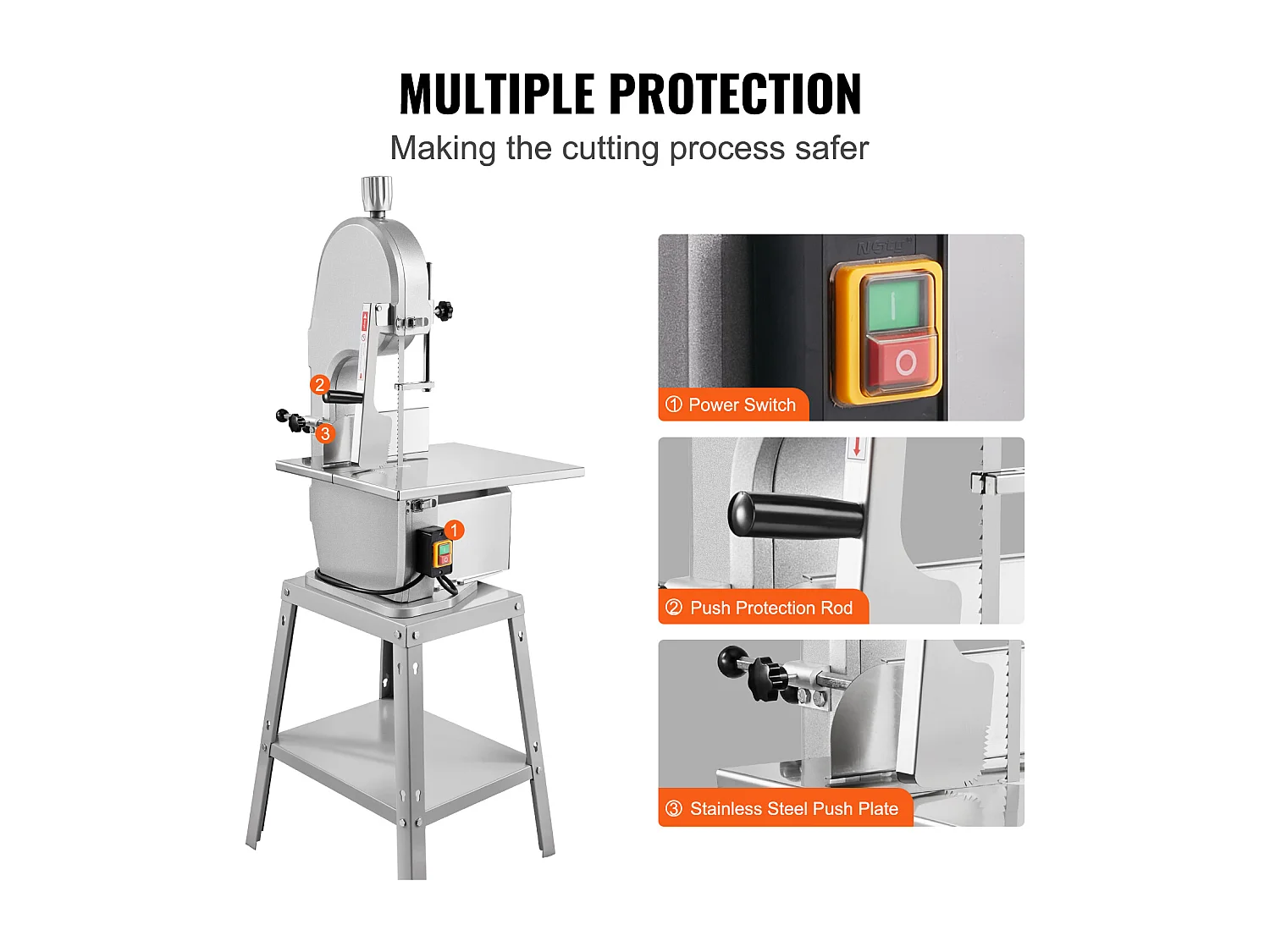 Machine de Scie à Os SucceBuy, Scie à Viande Électrique, Machine à Scier les Os en Acier Inoxydable, 1800 W, 5 Lames