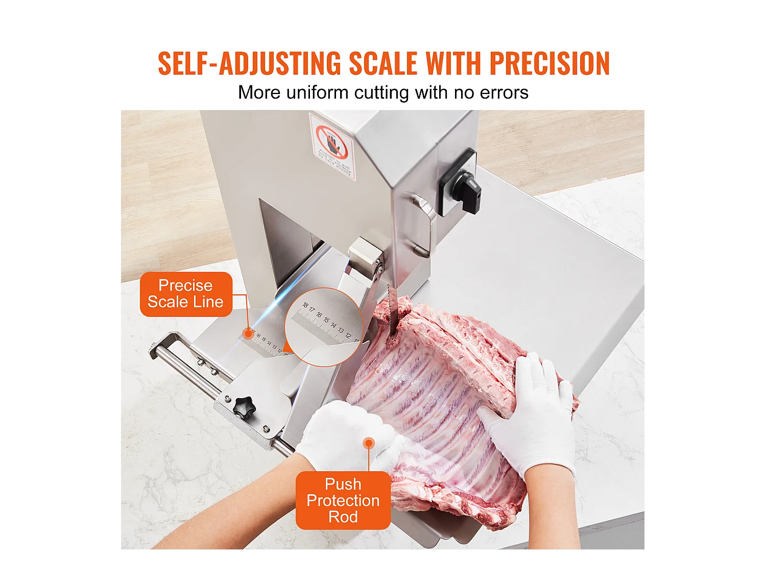 Machine de Scie à Os SucceBuy 2200 W, Scie à Ruban Électrique en Acier Inoxydable, Commerciale