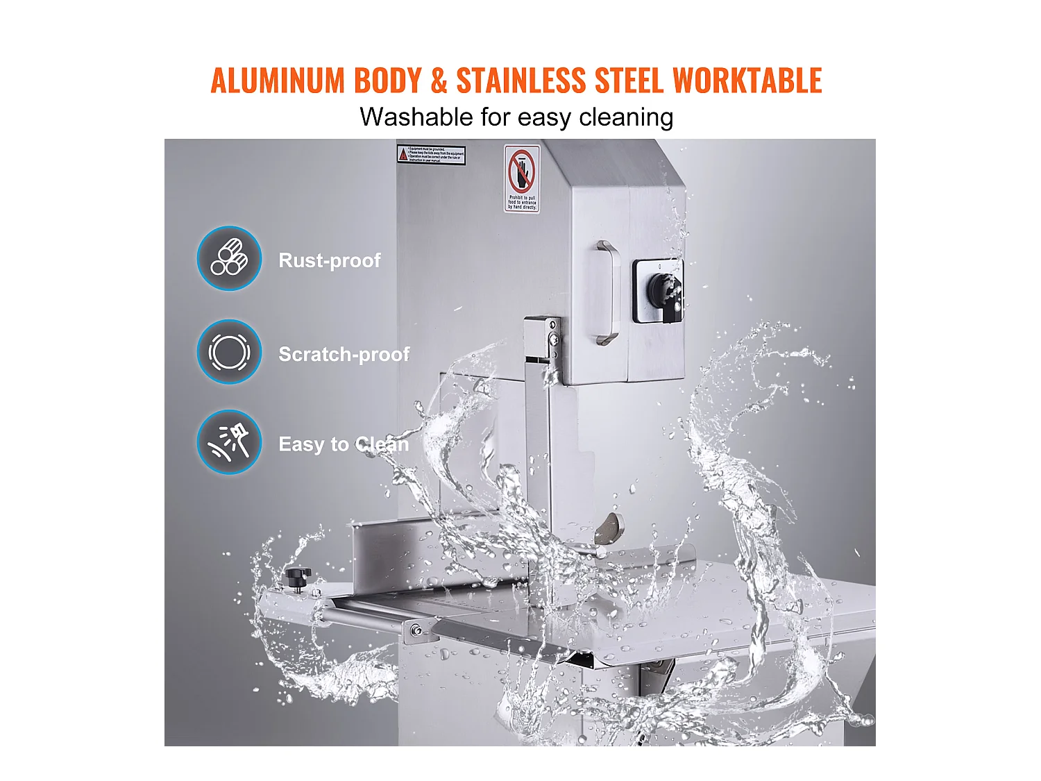 Machine de Scie à Os SucceBuy 2200 W, Scie à Ruban Électrique en Acier Inoxydable, Commerciale