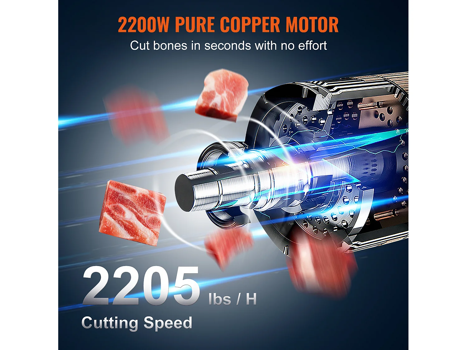 Machine de Scie à Os SucceBuy 2200 W, Scie à Ruban Électrique en Acier Inoxydable, Commerciale