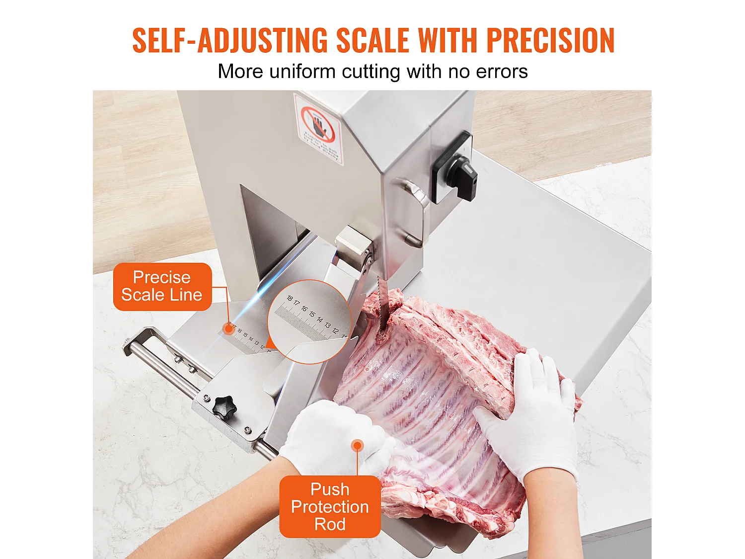 Machine de Scie à Os SucceBuy 2200 W, Scie à Ruban Électrique en Acier Inoxydable, Commerciale