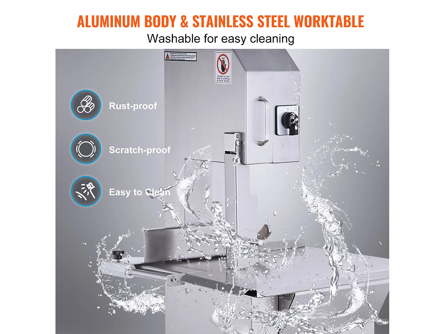 Machine de Scie à Os SucceBuy 2200 W, Scie à Ruban Électrique en Acier Inoxydable, Commerciale