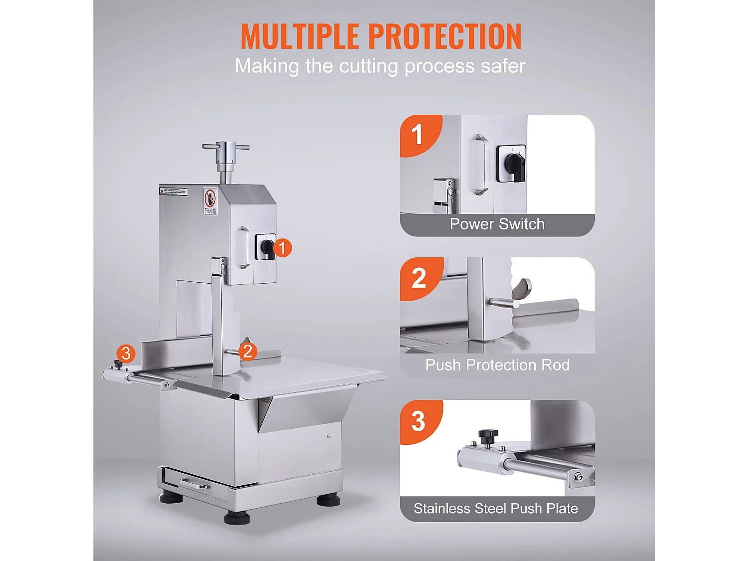 Machine de Scie à Os SucceBuy 2200 W, Scie à Ruban Électrique en Acier Inoxydable, Commerciale