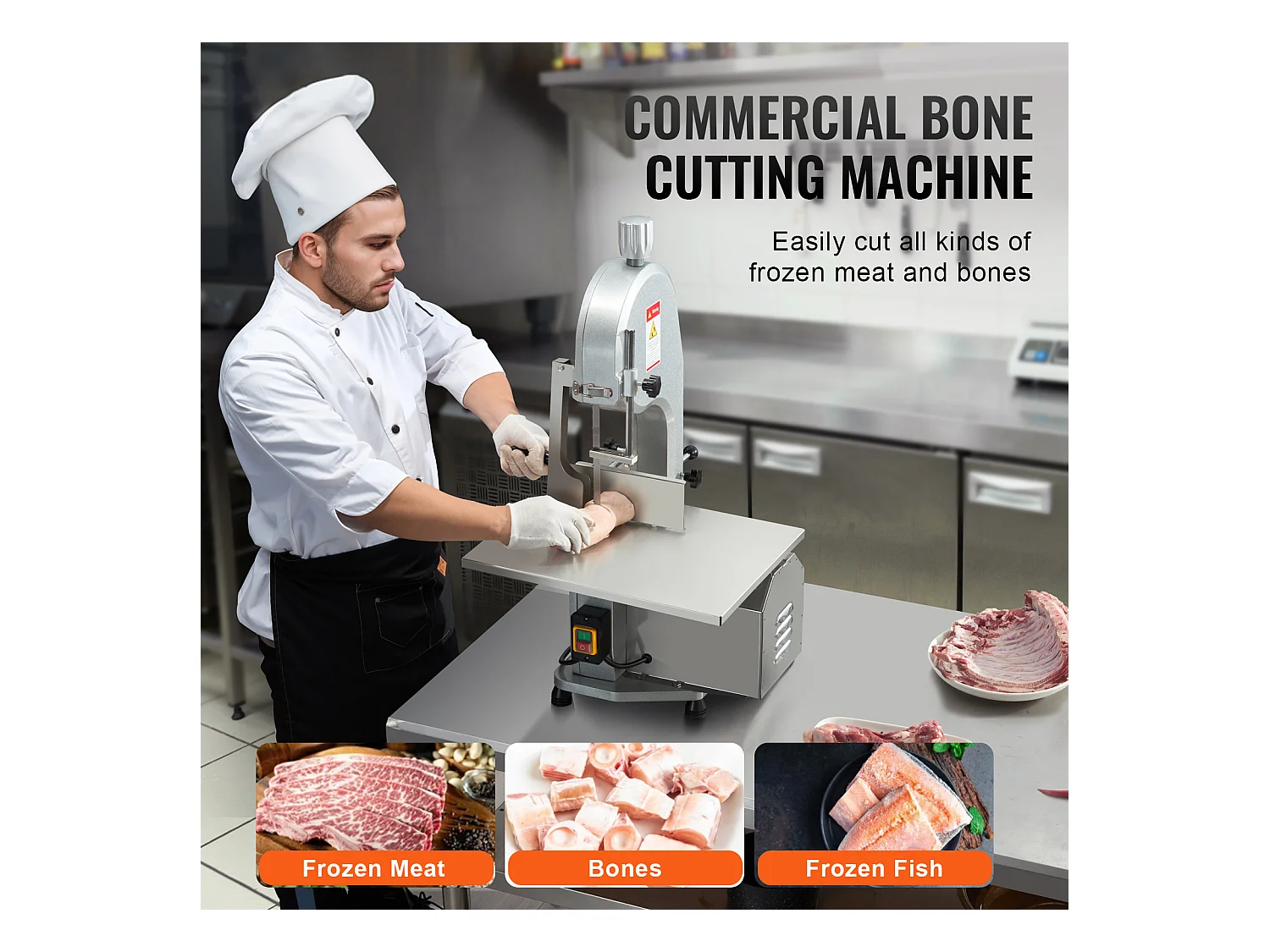 Machine de Scie à Os SucceBuy, Scie à Ruban Électrique pour la Viande, 1800 W, Acier Inoxydable, Coupe-os Haute Capacité