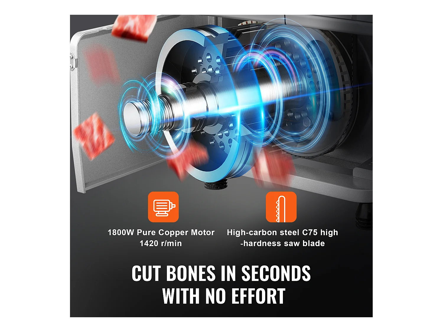 Machine de Scie à Os SucceBuy, Scie à Ruban Électrique pour la Viande, 1800 W, Acier Inoxydable, Coupe-os Haute Capacité