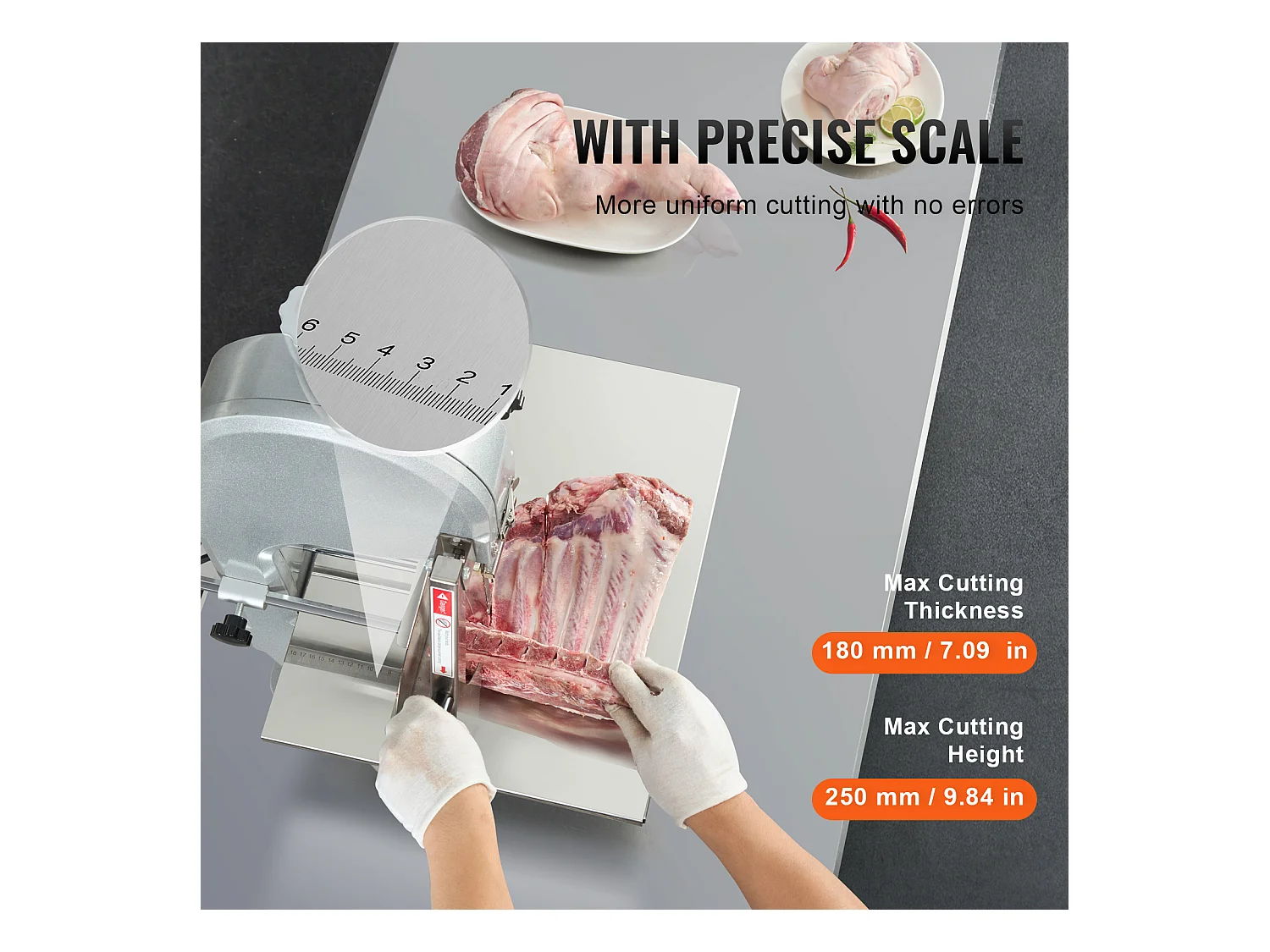 Machine de Scie à Os SucceBuy, Scie à Ruban Électrique pour la Viande, 1800 W, Acier Inoxydable, Coupe-os Haute Capacité