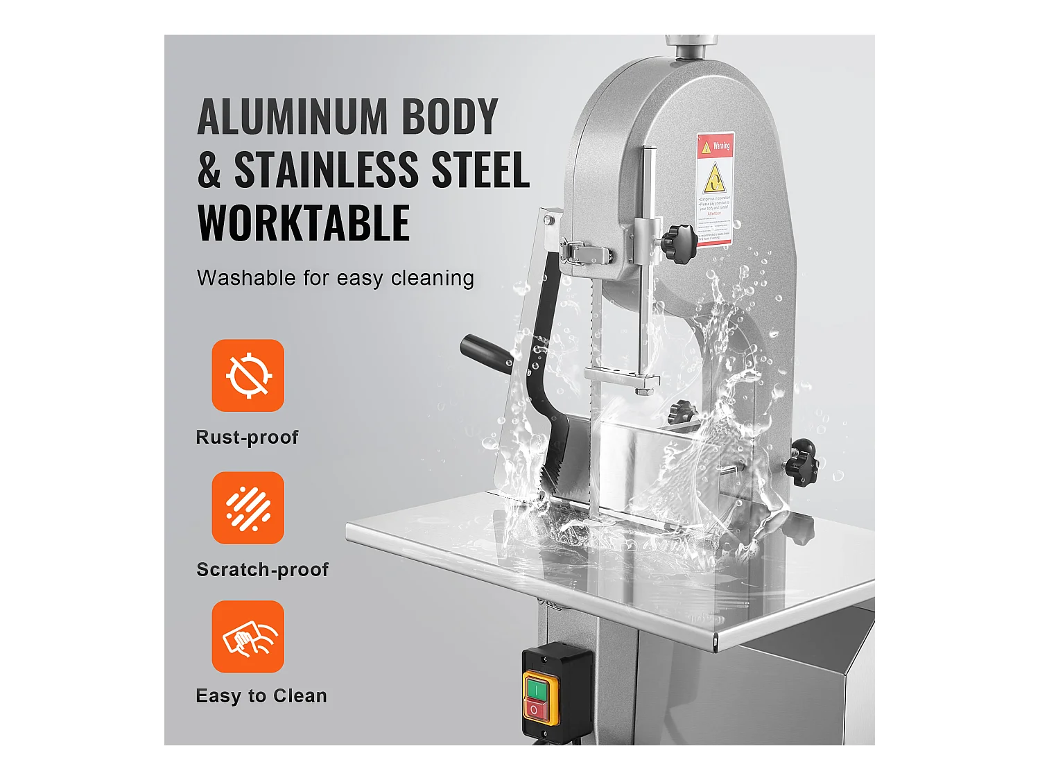 Machine de Scie à Os SucceBuy, Scie à Ruban Électrique pour la Viande, 1800 W, Acier Inoxydable, Coupe-os Haute Capacité