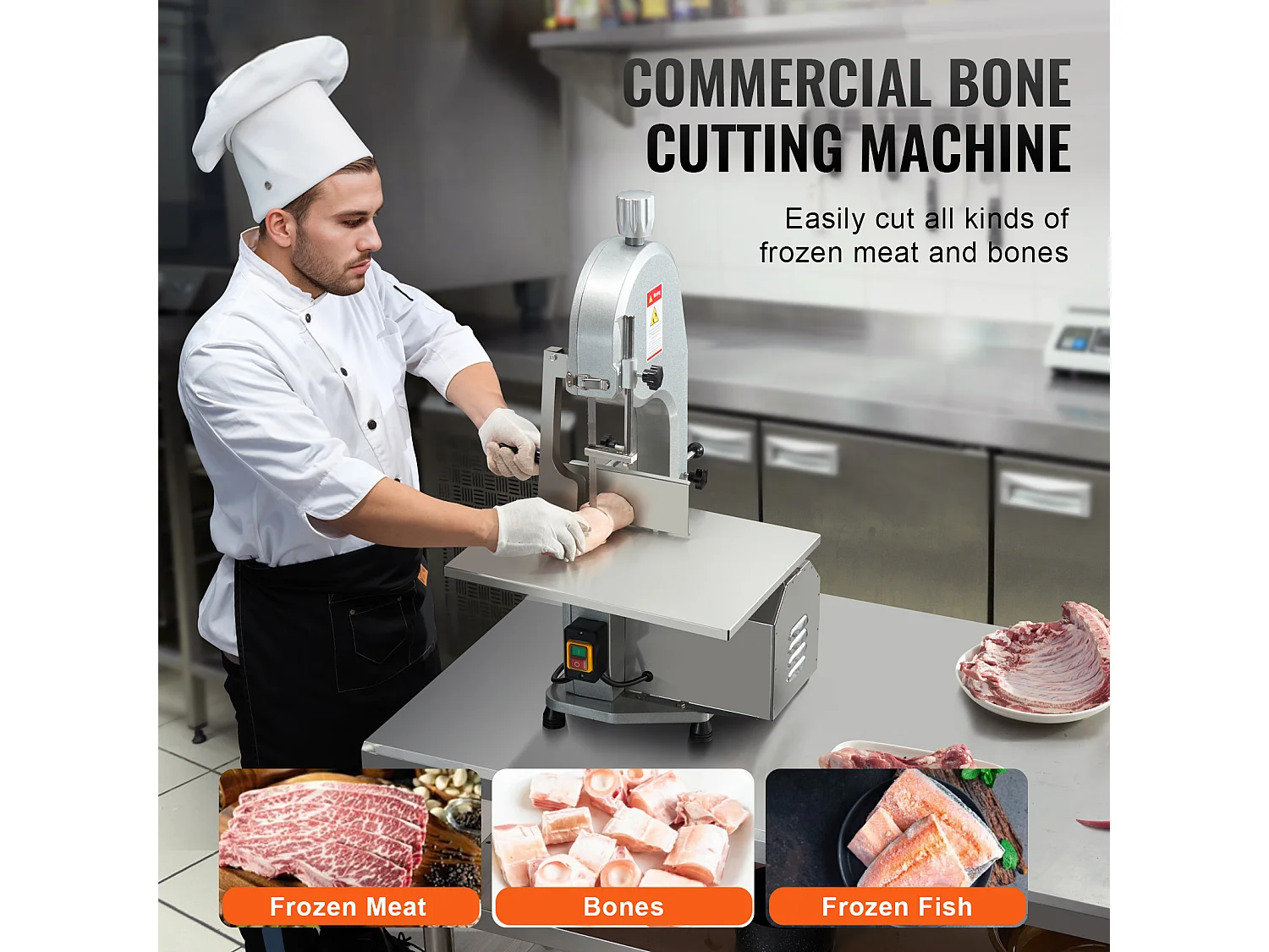 Machine de Scie à Os SucceBuy, Scie à Ruban Électrique pour la Viande, 1800 W, Acier Inoxydable, Coupe-os Haute Capacité