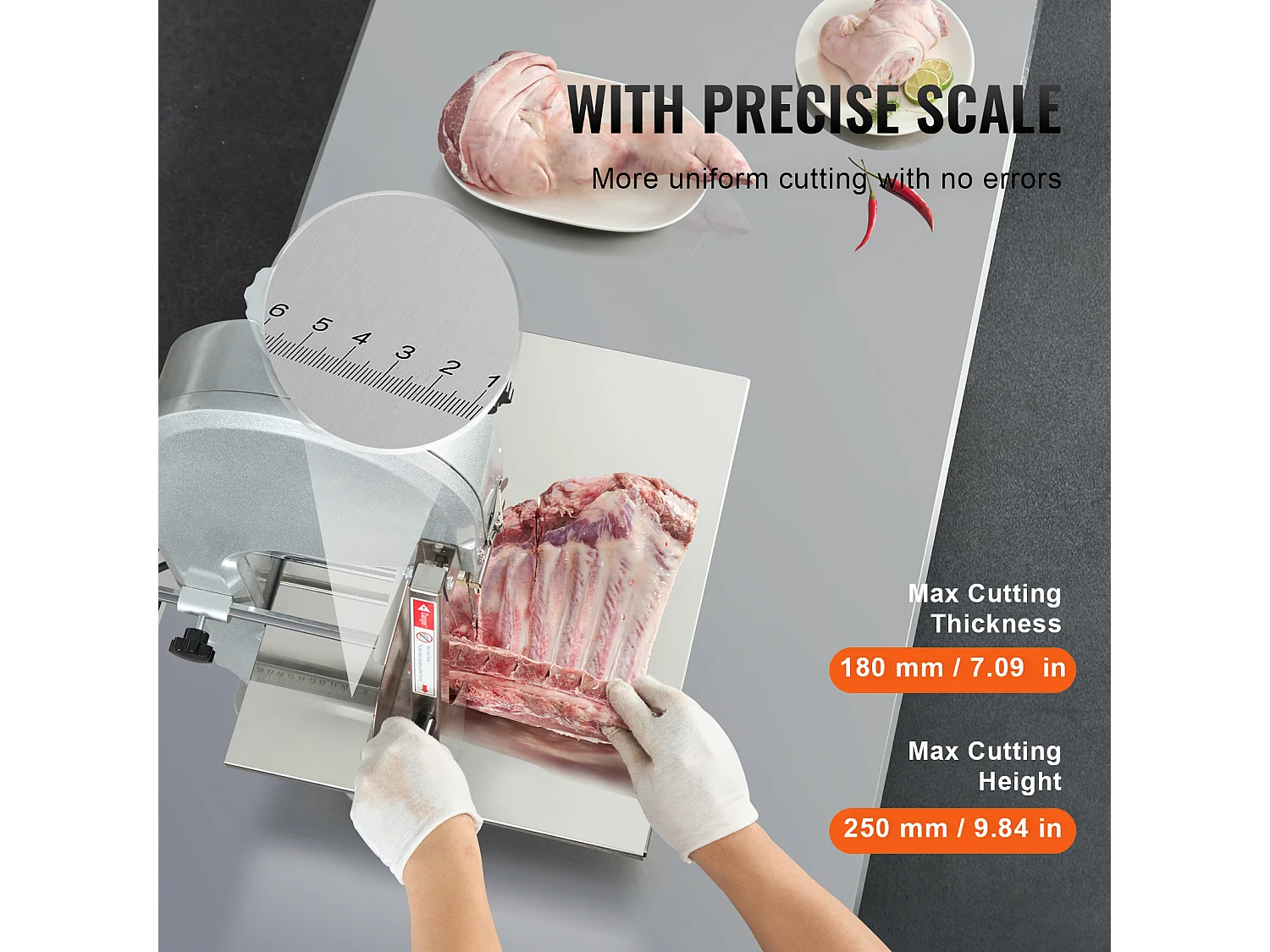 Machine de Scie à Os SucceBuy, Scie à Ruban Électrique pour la Viande, 1800 W, Acier Inoxydable, Coupe-os Haute Capacité