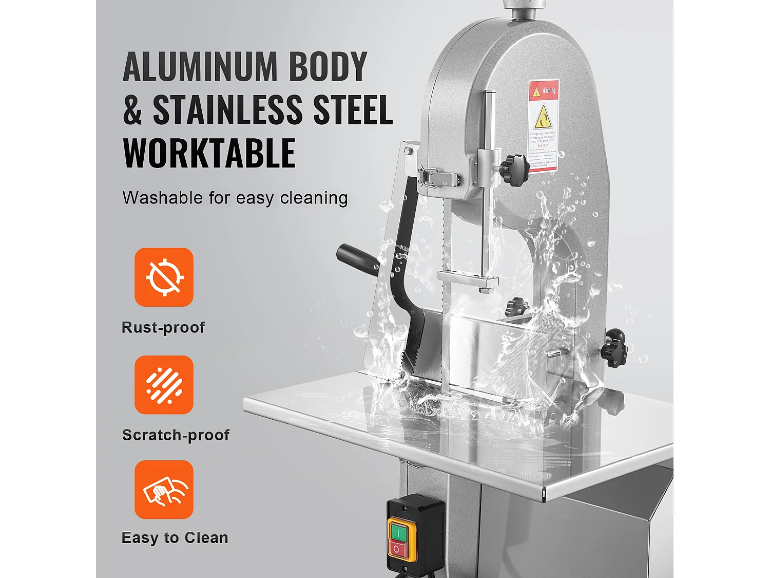 Machine de Scie à Os SucceBuy, Scie à Ruban Électrique pour la Viande, 1800 W, Acier Inoxydable, Coupe-os Haute Capacité