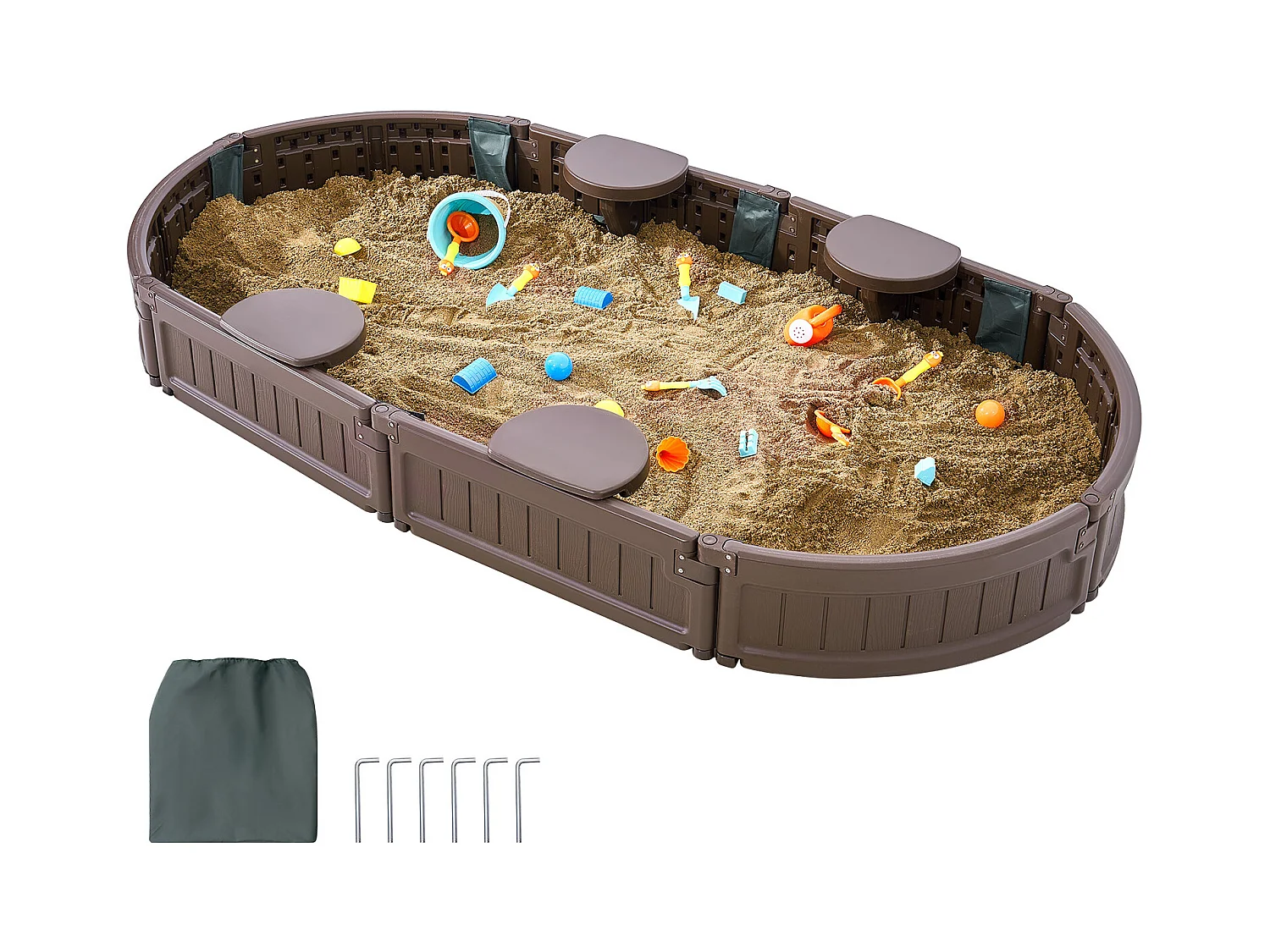 Bac à Sable SucceBuy, Ovale HDPE, Extérieur Jardin, 3-12 Ans, pour Événements, Fêtes, Décoration Intérieure