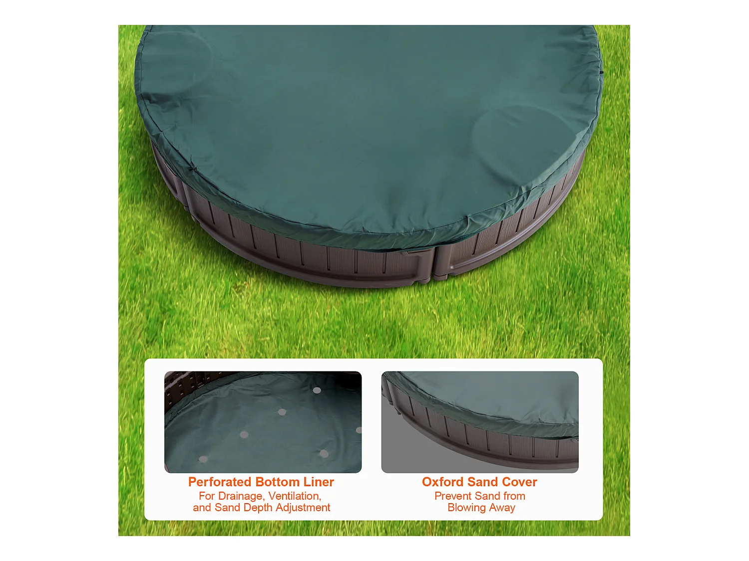 Bac à Sable SucceBuy, Ovale HDPE, Extérieur Jardin, 3-12 Ans, pour Événements, Fêtes, Décoration Intérieure