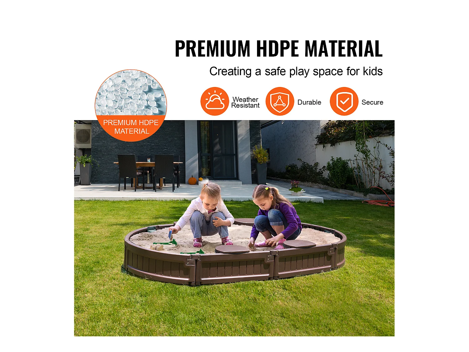 Bac à Sable SucceBuy, Ovale HDPE, Extérieur Jardin, 3-12 Ans, pour Événements, Fêtes, Décoration Intérieure