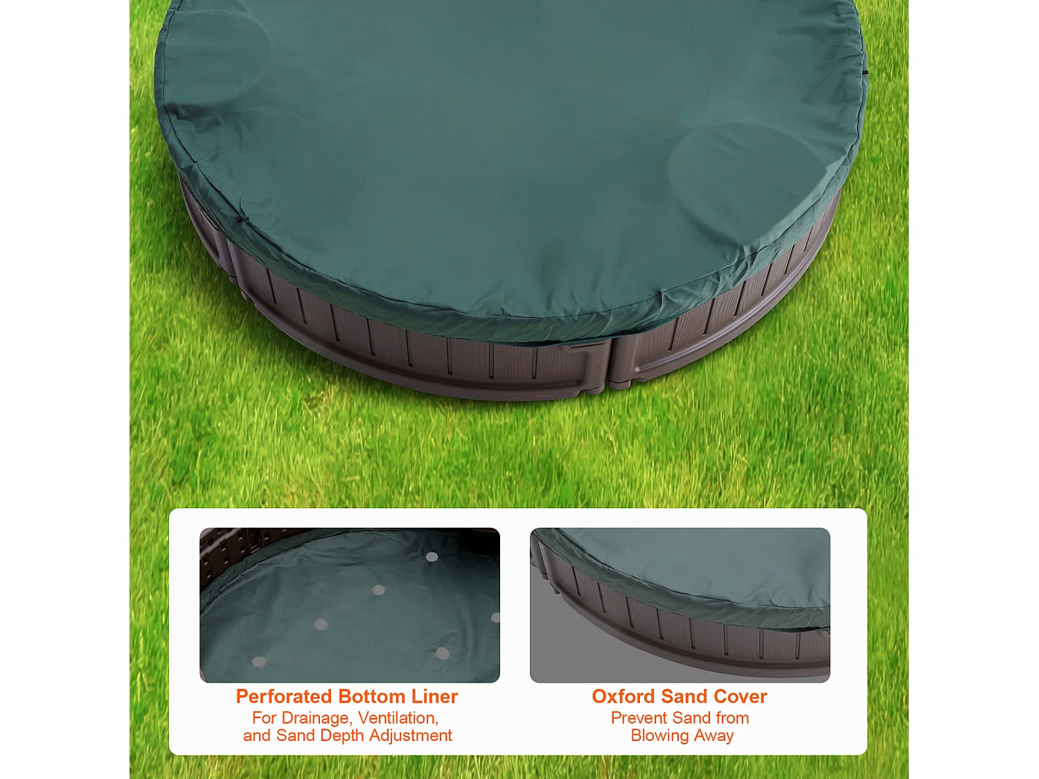 Bac à Sable SucceBuy, Ovale HDPE, Extérieur Jardin, 3-12 Ans, pour Événements, Fêtes, Décoration Intérieure