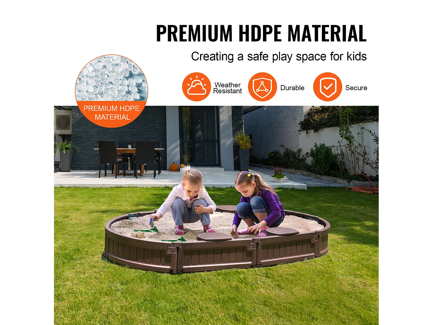 Bac à Sable SucceBuy, Ovale HDPE, Extérieur Jardin, 3-12 Ans, pour Événements, Fêtes, Décoration Intérieure