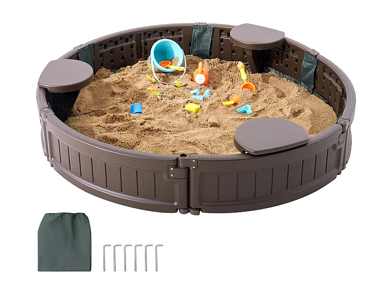 Zandbak SucceBuy, Ronde HDPE, Buiten Tuin, 3-12 Jaar, voor Buiten, Tuin, Strand, Park