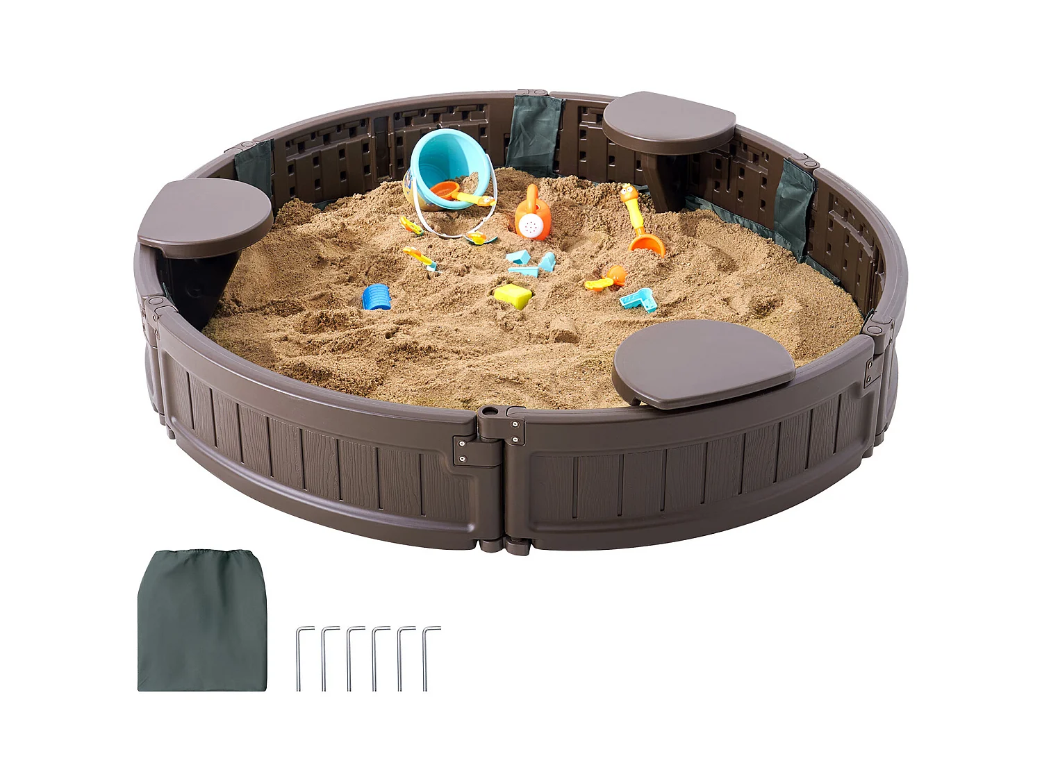 Bac à Sable SucceBuy, Rond HDPE, Extérieur Jardin, 3-12 Ans, pour Extérieur, Jardin, Plage, Parc
