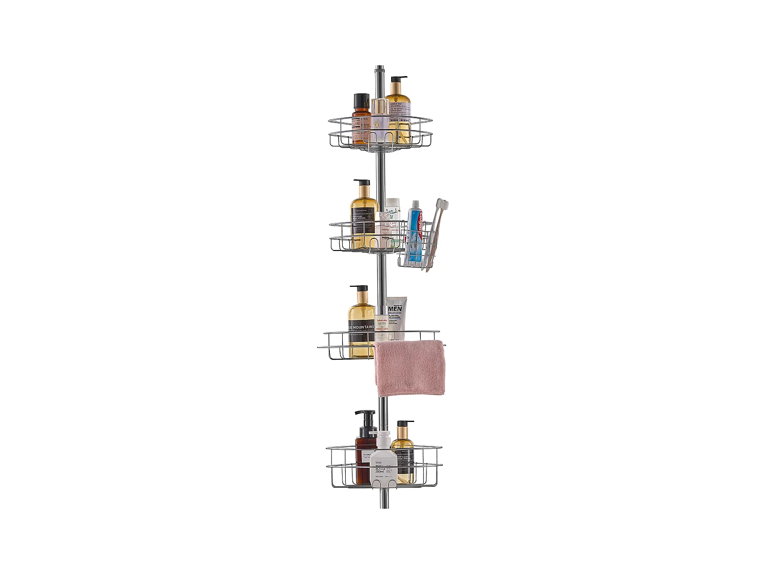 Étagère d'Angle de Douche SucceBuy Poteau de Tension pour Panier de Douche d'Angle de 1.42 m à 2.90 m de Hauteur, Antirouille