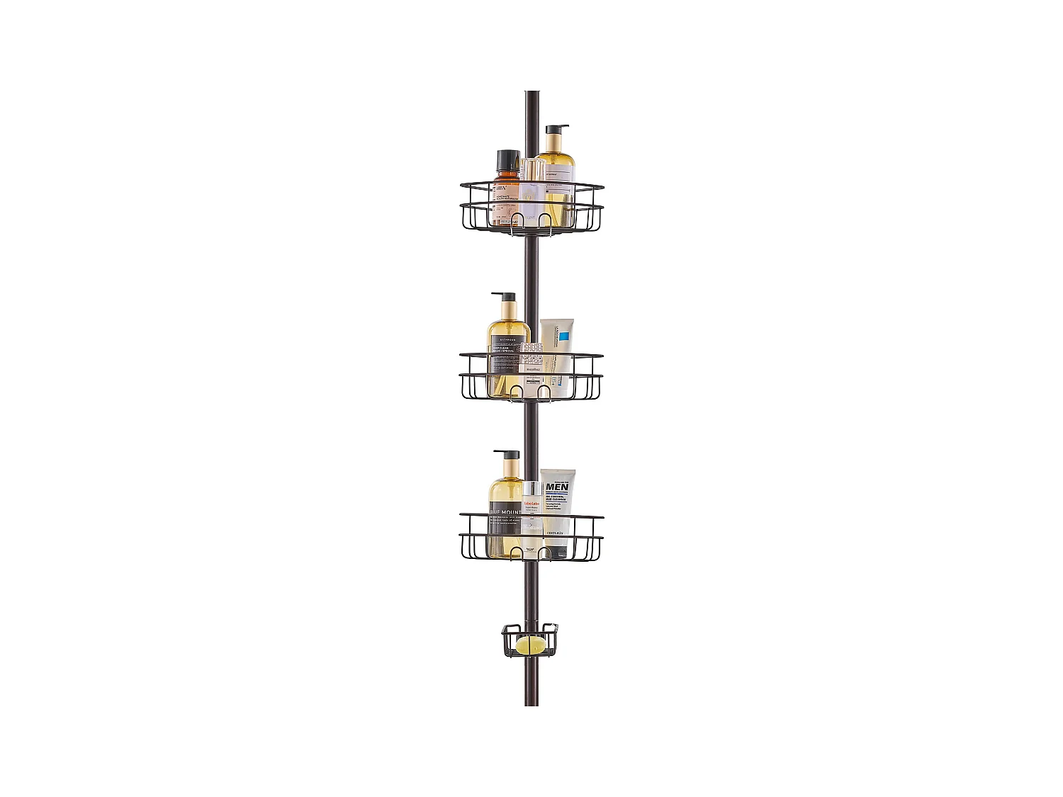 Étagère d'Angle de Douche SucceBuy Poteau de Tension pour Panier de Douche d'Angle de 0.99 m à 3.17 m de Hauteur, Antirouille