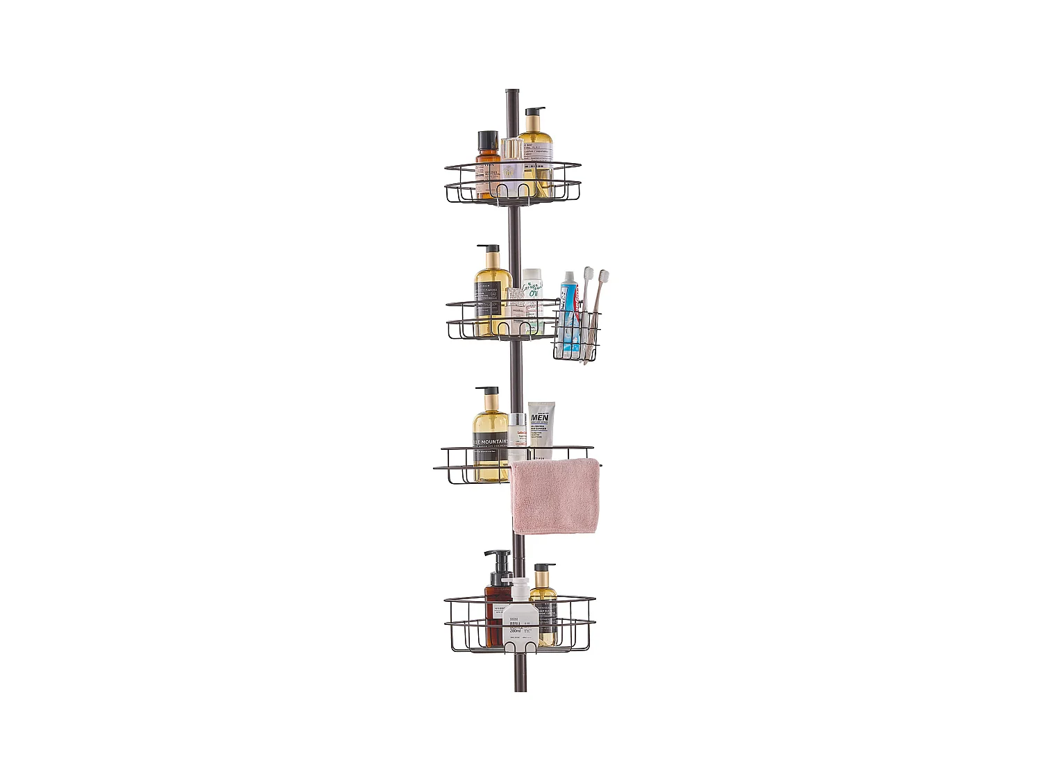 Étagère d'Angle de Douche SucceBuy Poteau de Tension pour Panier de Douche d'Angle de 1.42 m à 2.90 m de Hauteur, Antirouille