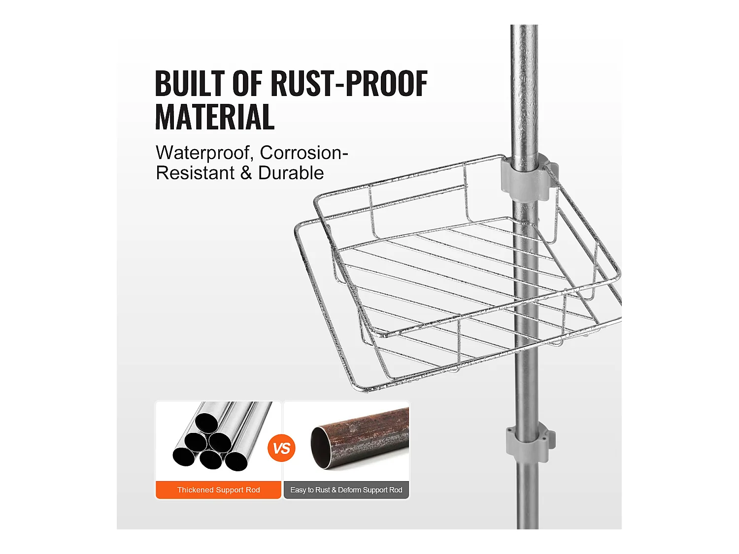Eckregal für die Dusche SucceBuy Dusch-Eckregal Spannstange für 1.06m–2.90m Hohe Eck-Duschkörbe Rostfrei