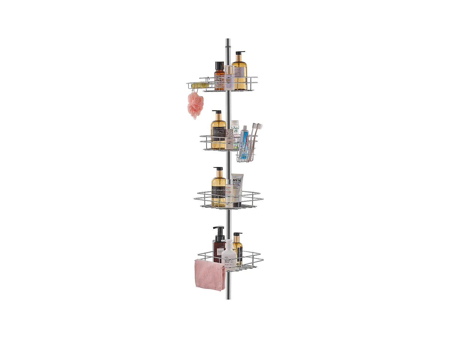 Étagère d'Angle de Douche SucceBuy Poteau de Tension pour Panier de Douche d'Angle de 1.06 m à 2.90 m de Hauteur, Antirouille