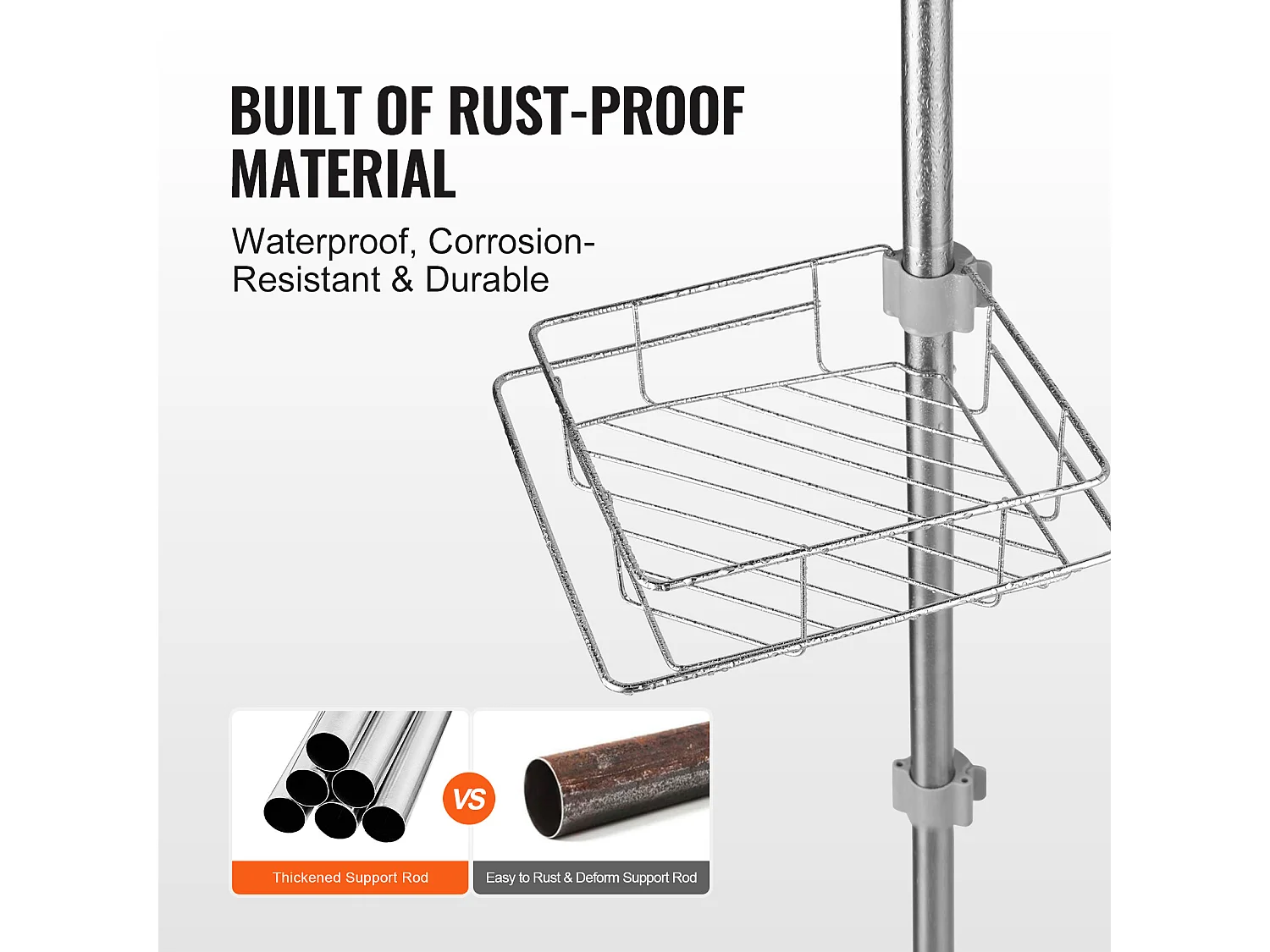 Eckregal für die Dusche SucceBuy Dusch-Eckregal Spannstange für 1.06m–2.90m Hohe Eck-Duschkörbe Rostfrei
