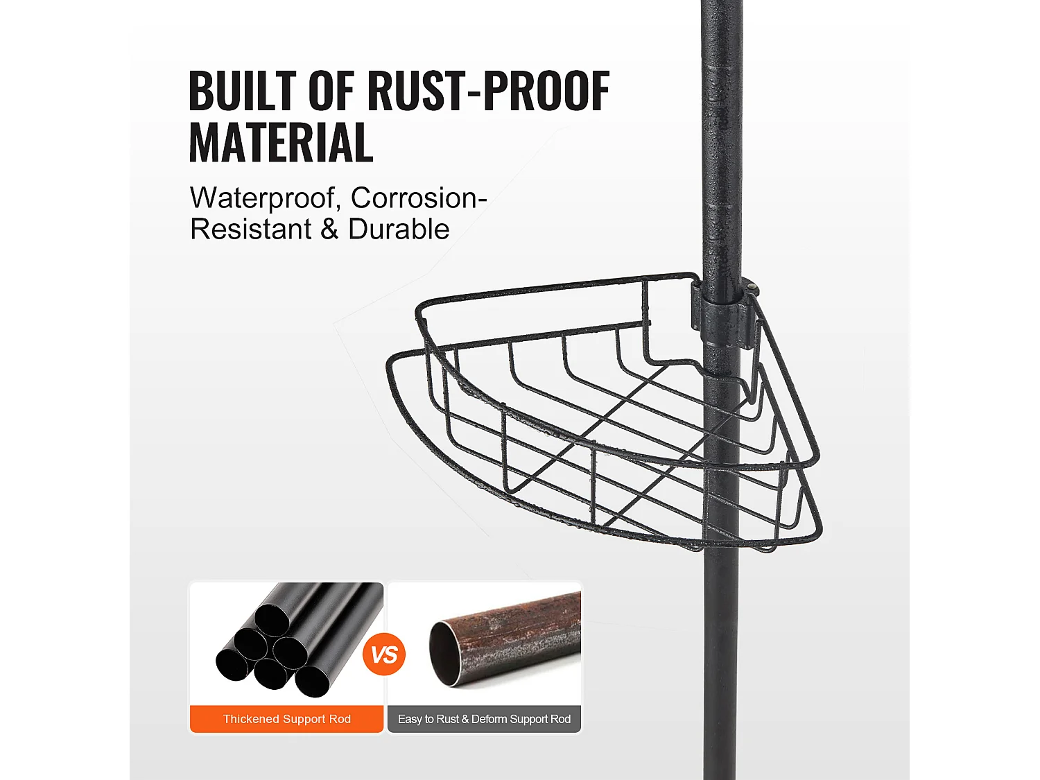 Eckregal für die Dusche SucceBuy Dusch-Eckregal Spannstange für 1.42m-2.90m Höhe Eck-Duschkorb Rostfrei