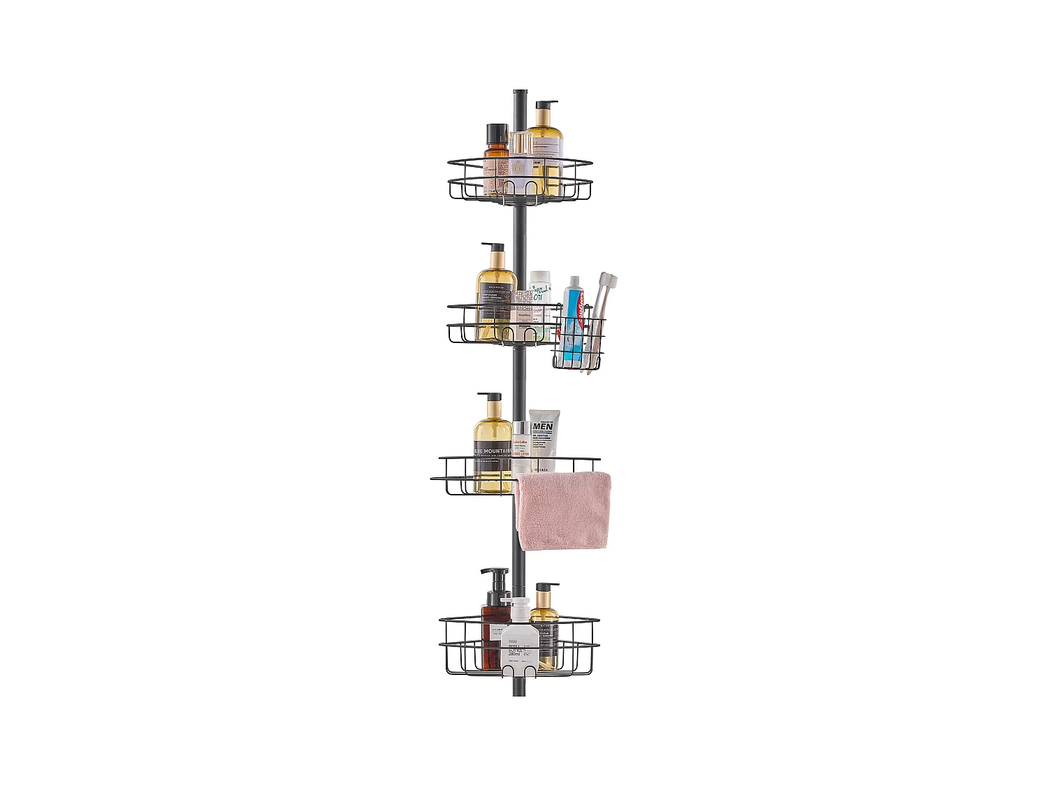 Étagère d'Angle de Douche SucceBuy Poteau de Tension pour Panier de Douche d'Angle de 1.06 m à 2.90 m de Hauteur, Antirouille