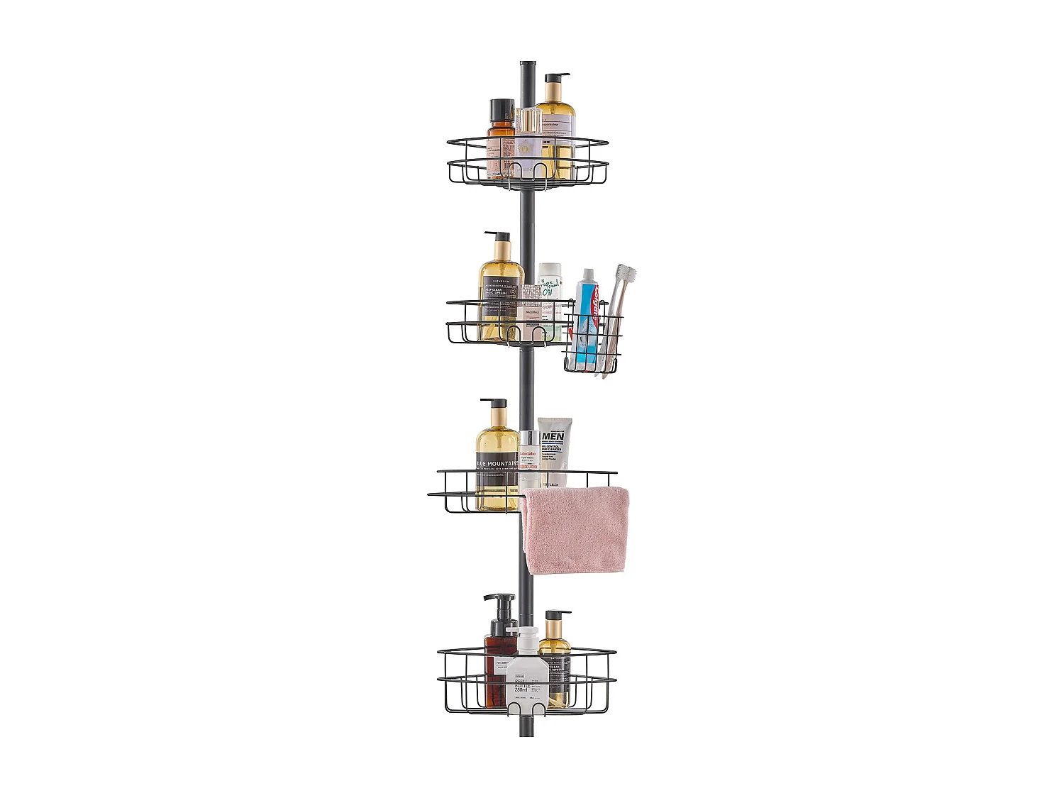 Étagère d'Angle de Douche SucceBuy Poteau de Tension pour Panier de Douche d'Angle de 1.06 m à 2.90 m de Hauteur, Antirouille