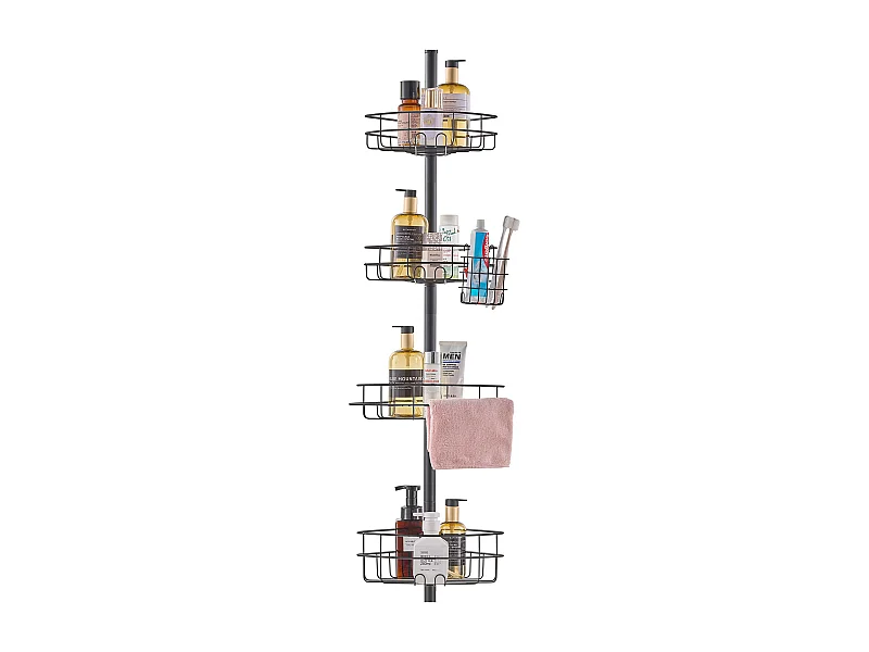 Étagère d'Angle de Douche SucceBuy Poteau de Tension pour Panier de Douche d'Angle de 1.06 m à 2.90 m de Hauteur, Antirouille