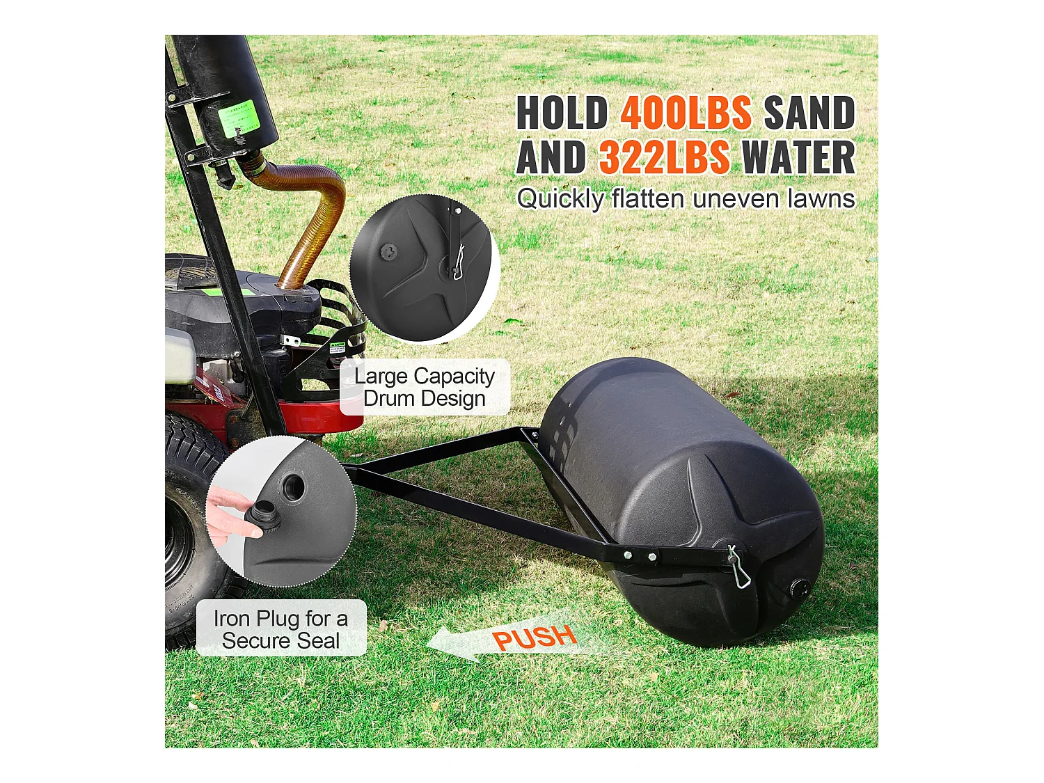 Rullino per Erba SucceBuy Tratto da 181KG, Rullino per Erba Riempito di Sabbia e Acqua