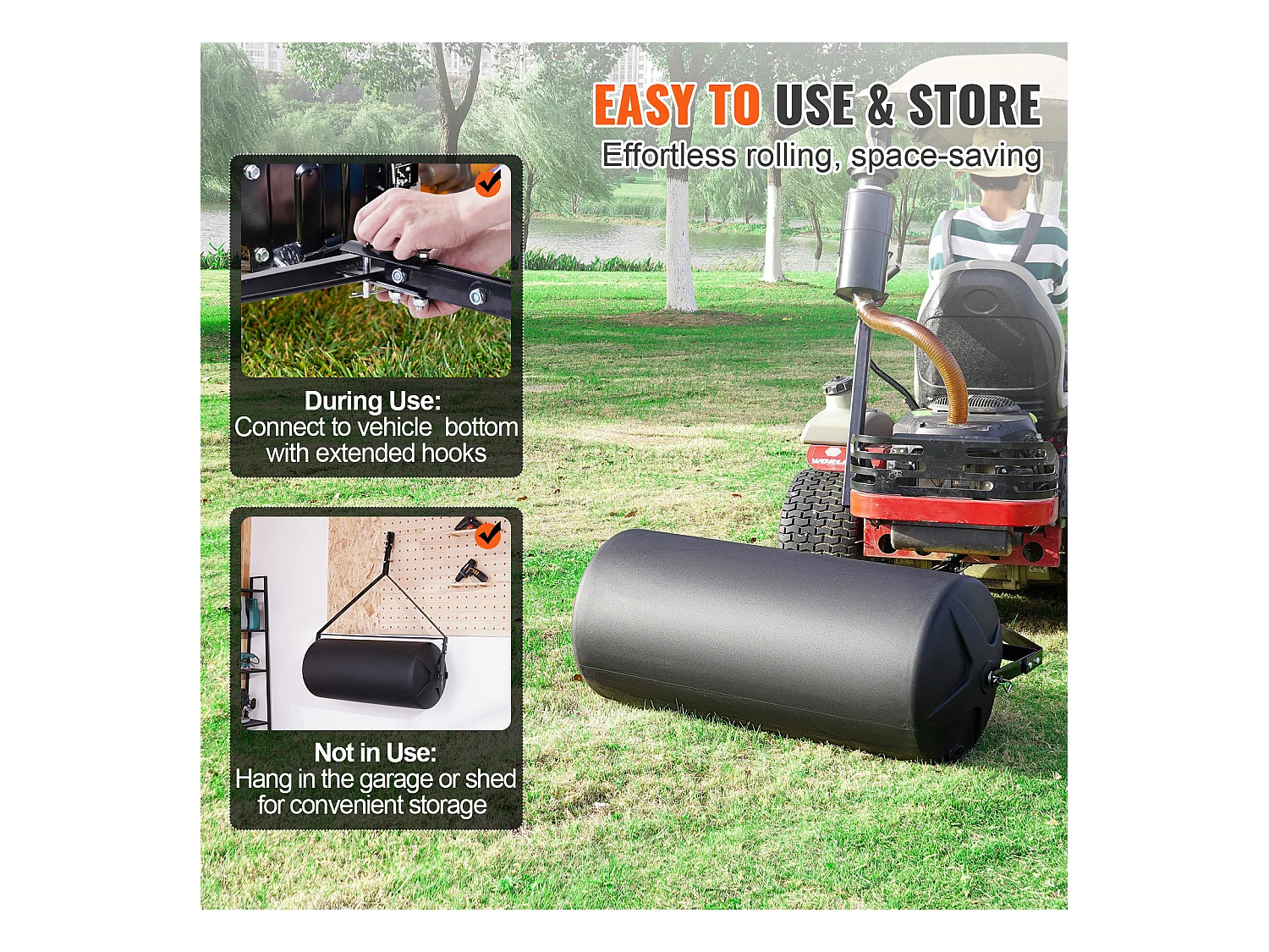 Rullino per Erba SucceBuy Tratto da 181KG, Rullino per Erba Riempito di Sabbia e Acqua