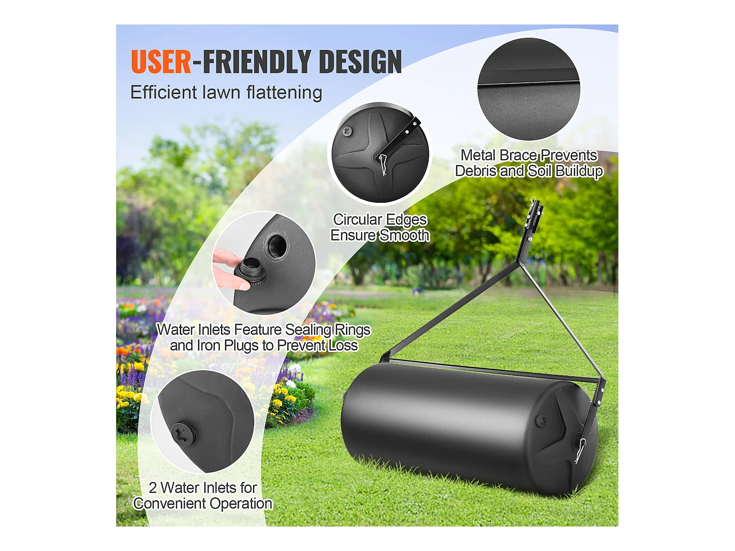 Rullino per Erba SucceBuy Tratto da 181KG, Rullino per Erba Riempito di Sabbia e Acqua