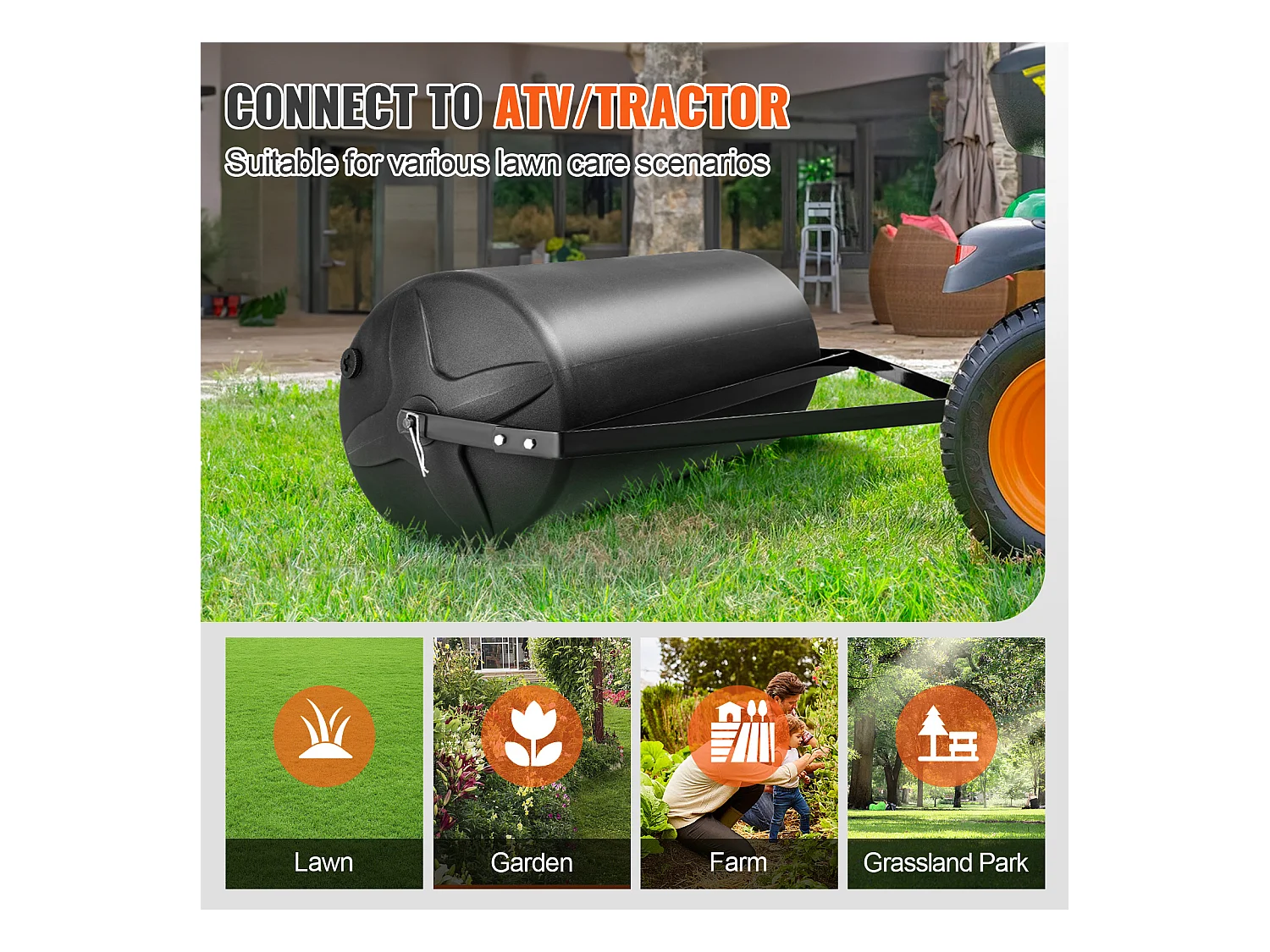 Rullino per Erba SucceBuy Tratto da 181KG, Rullino per Erba Riempito di Sabbia e Acqua