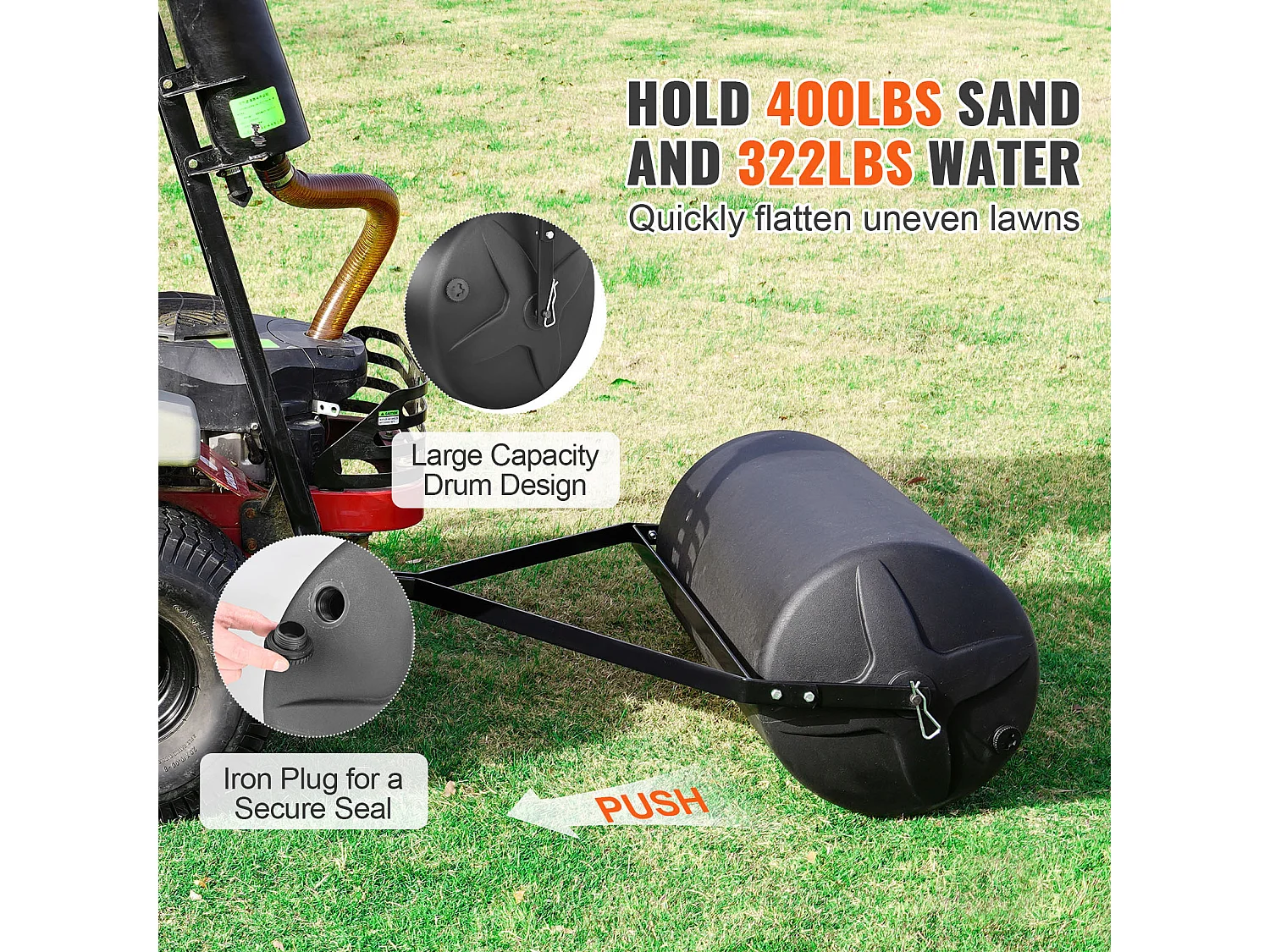 Rullino per Erba SucceBuy Tratto da 181KG, Rullino per Erba Riempito di Sabbia e Acqua