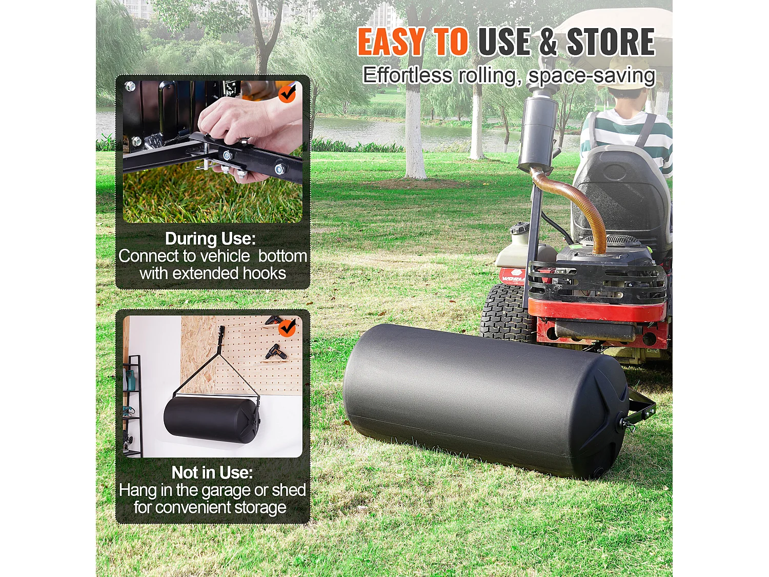 Rullino per Erba SucceBuy Tratto da 181KG, Rullino per Erba Riempito di Sabbia e Acqua