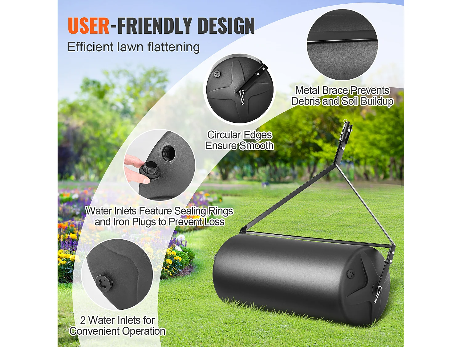 Rullino per Erba SucceBuy Tratto da 181KG, Rullino per Erba Riempito di Sabbia e Acqua