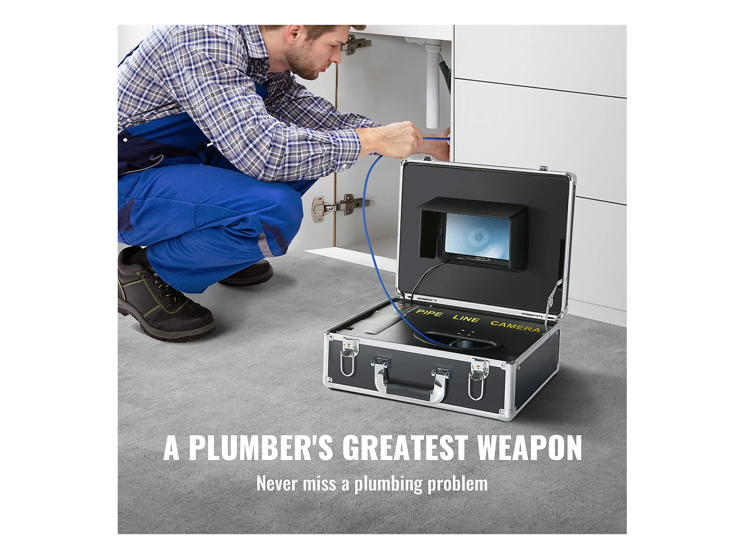 Caméra d'Égout SucceBuy, Câble de 50 m, Caméra d'Inspection de Tuyaux avec Écran de 18 cm