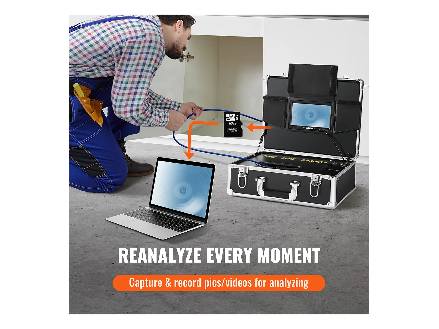 Caméra d'Égout SucceBuy, Câble de 50 m, Caméra d'Inspection de Tuyaux avec Écran de 18 cm