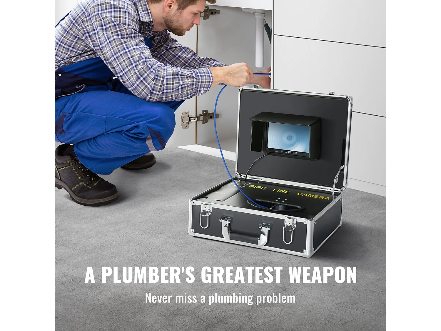 Caméra d'Égout SucceBuy, Câble de 50 m, Caméra d'Inspection de Tuyaux avec Écran de 18 cm