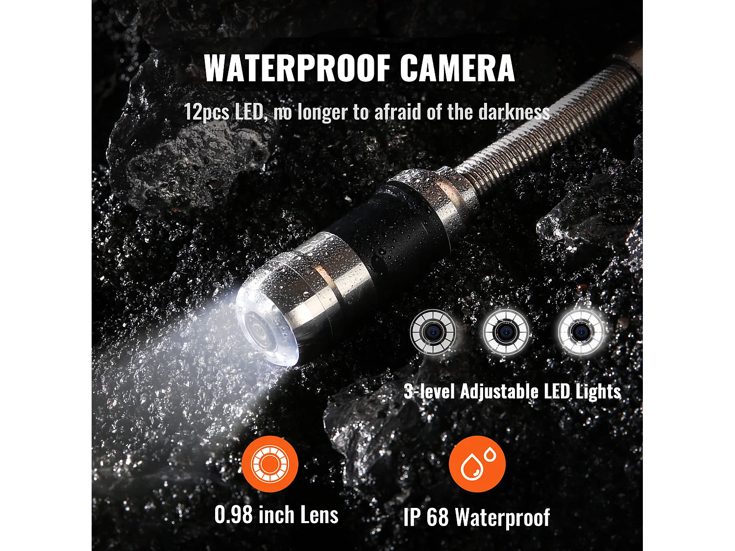 Caméra d'Égout SucceBuy, Câble de 50 m, Caméra d'Inspection de Tuyaux avec Écran de 18 cm