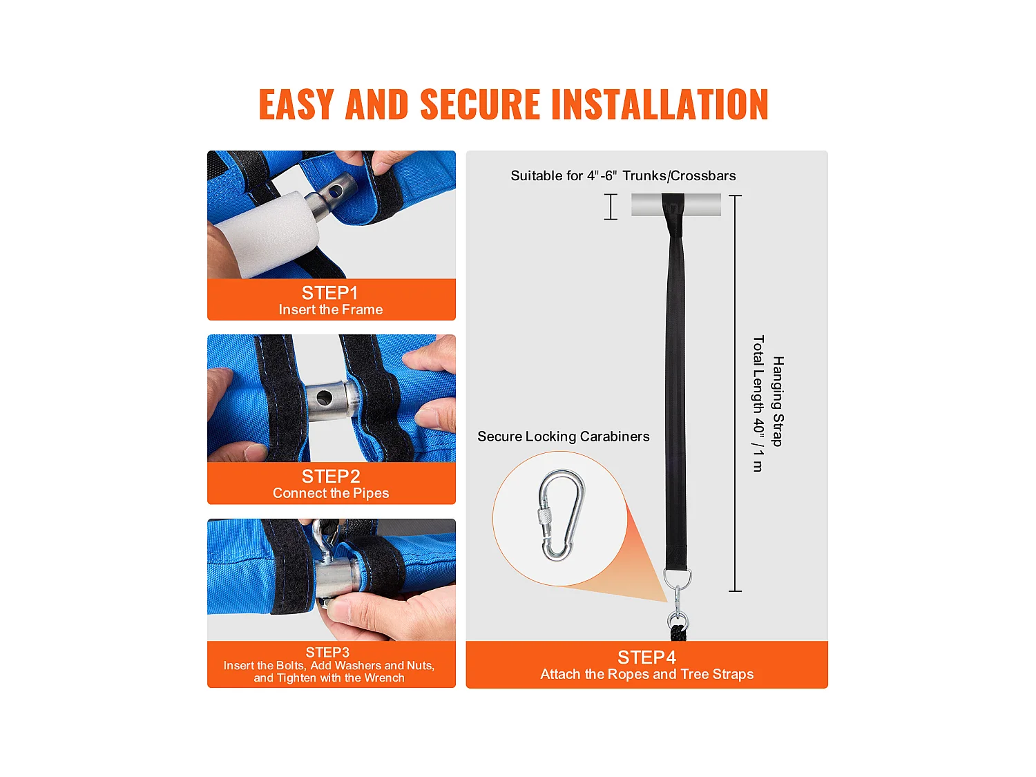 Balançoire Nid d’Oiseau SucceBuy 101.6cm Balançoire soucoupe Capacité 340.2kg 900D Oxford Bleu